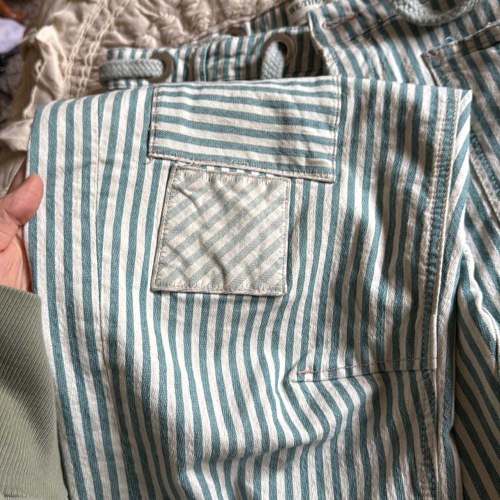 FREE PEOPLE RAILROAD LOW SLUNG JEANS - MINTY RAILROAD STRIPE - Picture 11 of 12